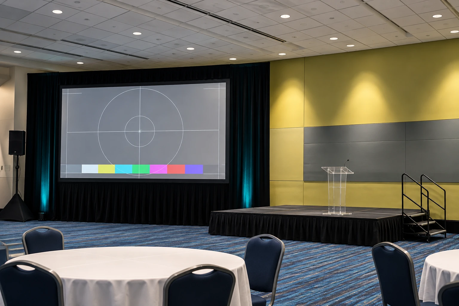 Projection screen and conference stage